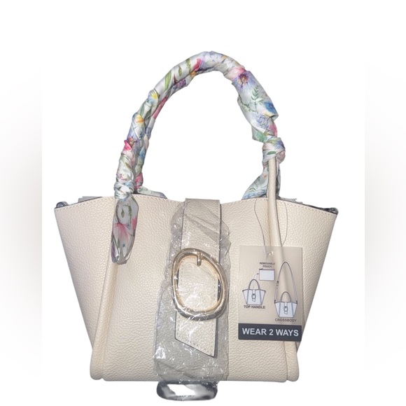 BCBGeneration Handbags - BCBGeneration Top Handle Mini Bucket Crossbody with Multi Colored Floral Scarf